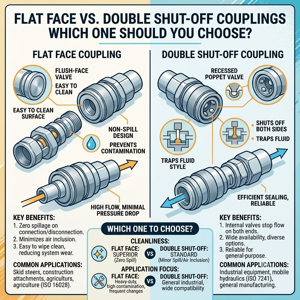 Flat Face vs. Double Shut-Off Couplings – Which One Should You Choose? 2 flat face vs double shut off couplings which one should you choose